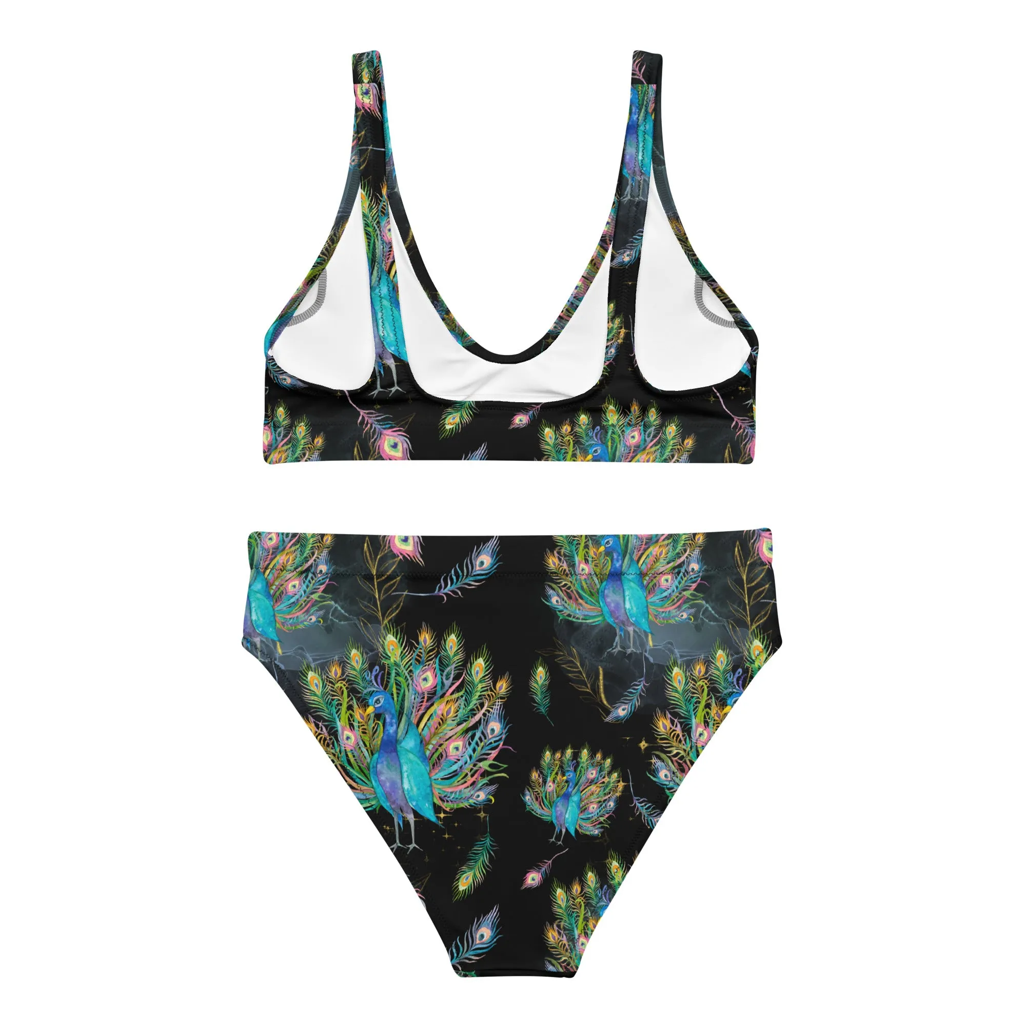 Colorful Peacock High Waisted Bikini