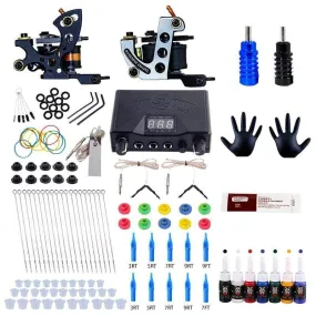 Complete Tattoo Kit Coil Tattoo Machine Set Power Supply Needles Professional Tattoo Machine Kit for Beginner Starter