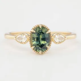 Diana Ring 1.20ct Unheated Oval Green Queensland Sapphire (One of a kind)