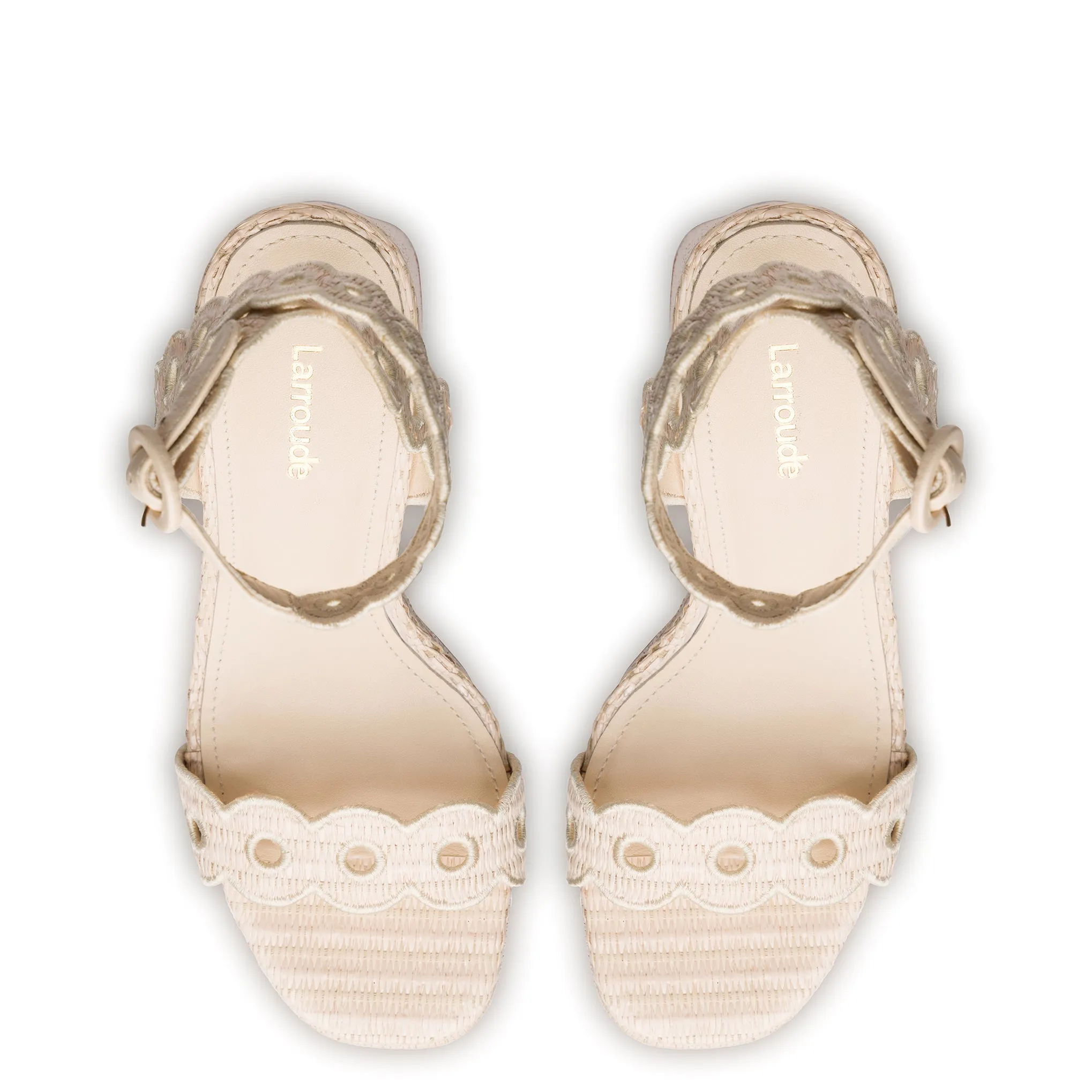 Dolly Broderie Sandal In Natural Raffia