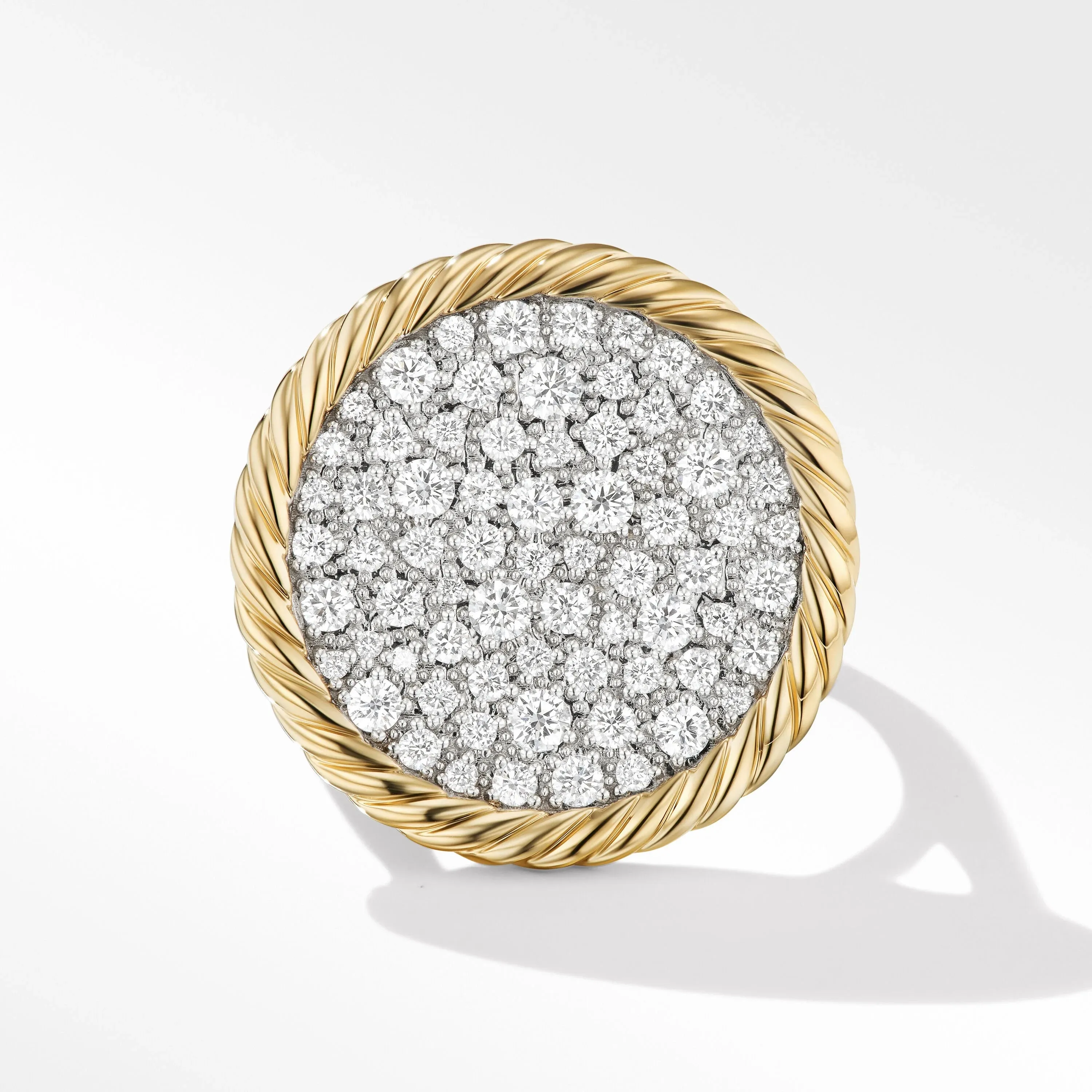 DY Elements Ring in 18K Yellow Gold with Pave Diamonds, 18MM