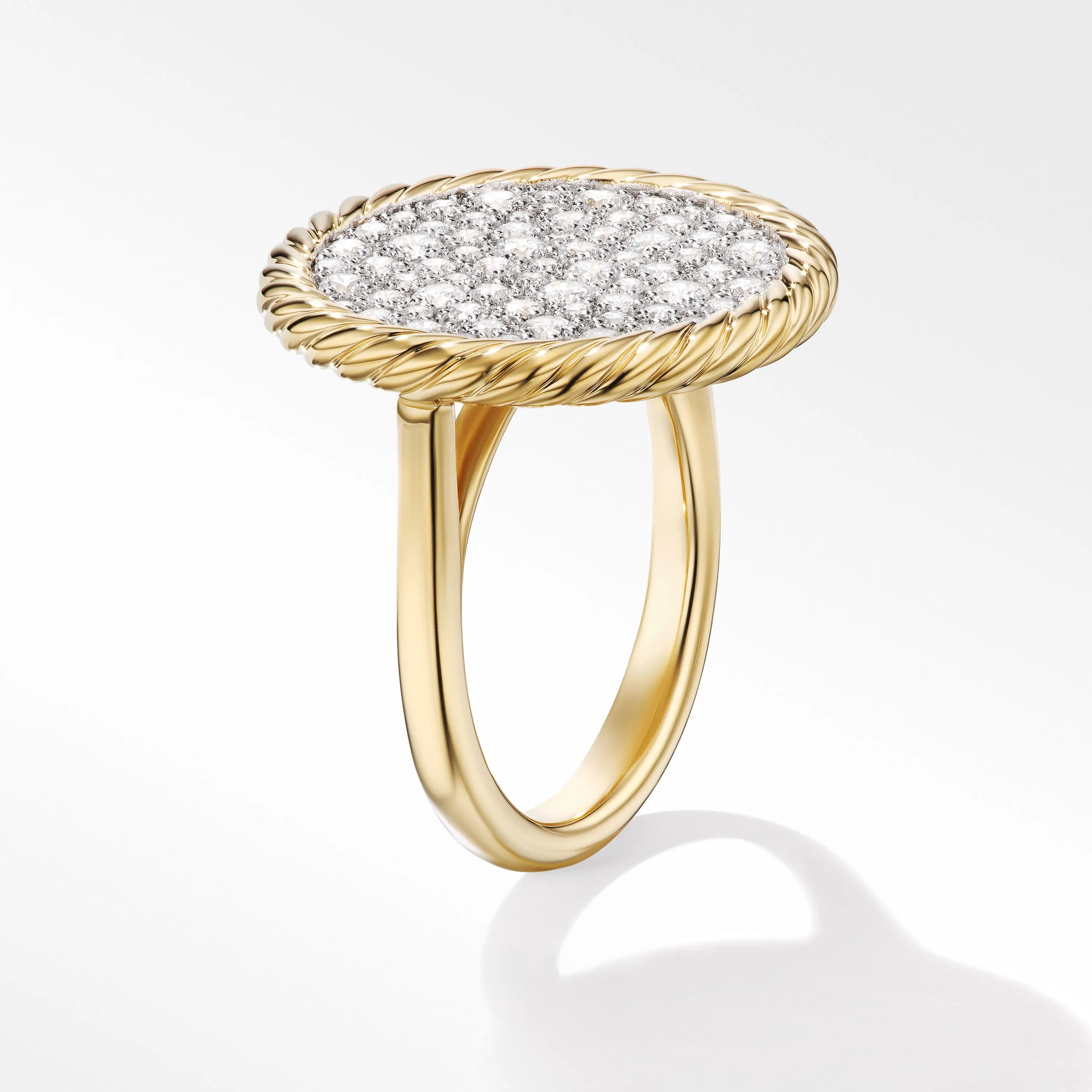 DY Elements Ring in 18K Yellow Gold with Pave Diamonds, 18MM