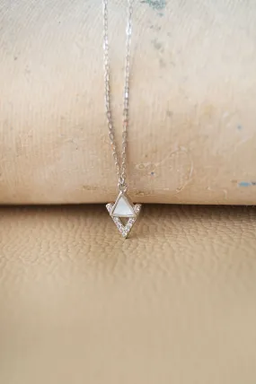 Eclectic Mother-Of-Pearl Triangle Sterling Silver Chain Necklace