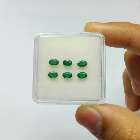 Emerald Gemstone Normal Cut : 1.50cts Natural Untreated Unheated Green Emerald Oval Shape 5*3mm 6pcs Set