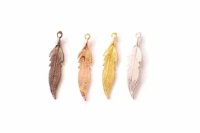 Feather Charm Wholesale | 18k Gold Plated over Brass Leaf Pendant HarperCrown B294