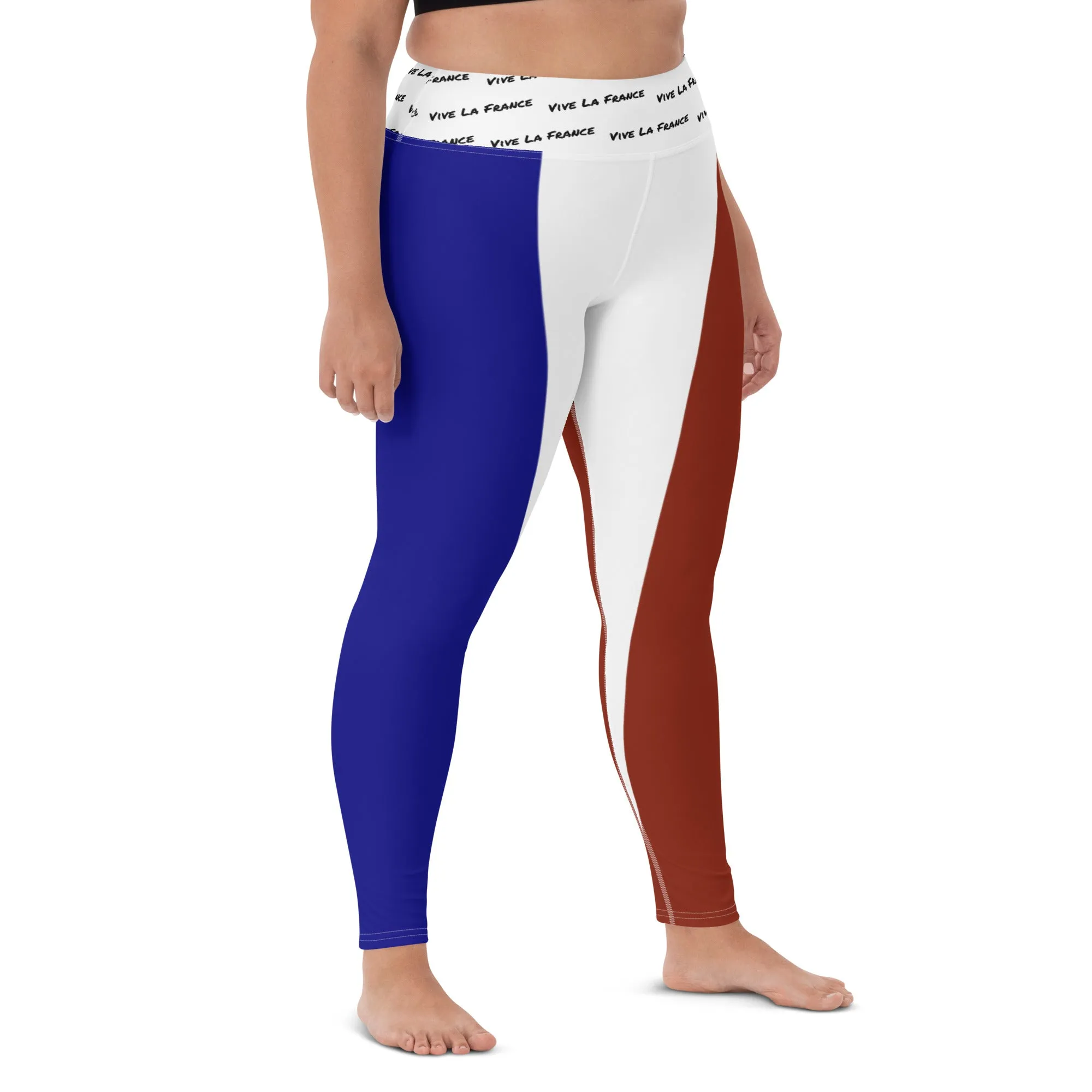 France Flag Yoga Leggings Vive La France With Inside Pocket