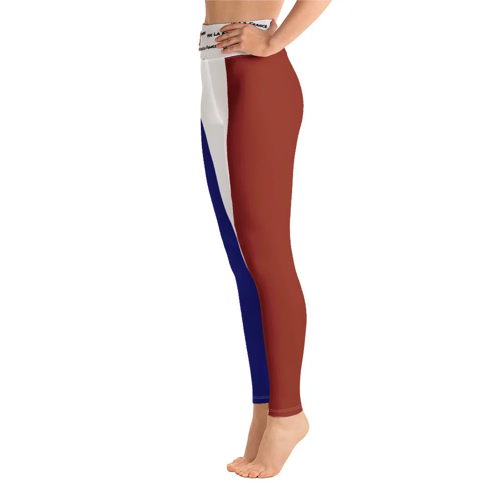 France Flag Yoga Leggings Vive La France With Inside Pocket