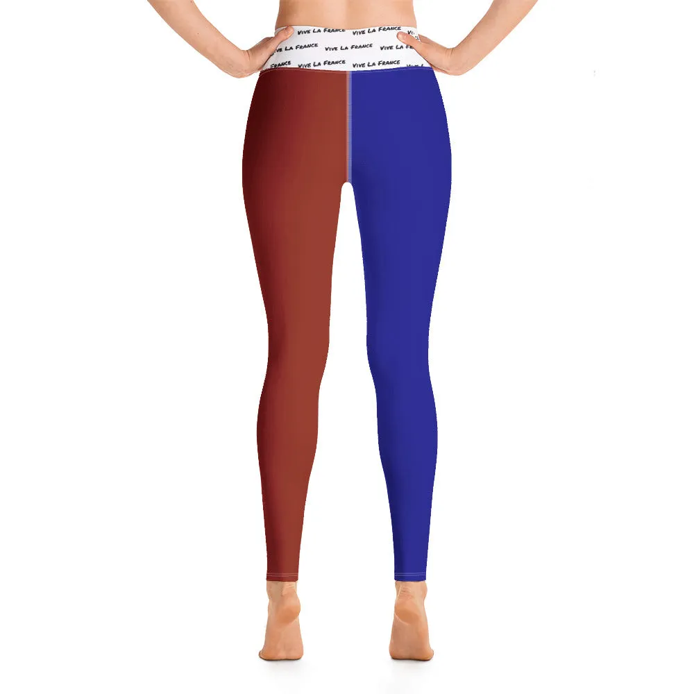 France Flag Yoga Leggings Vive La France With Inside Pocket