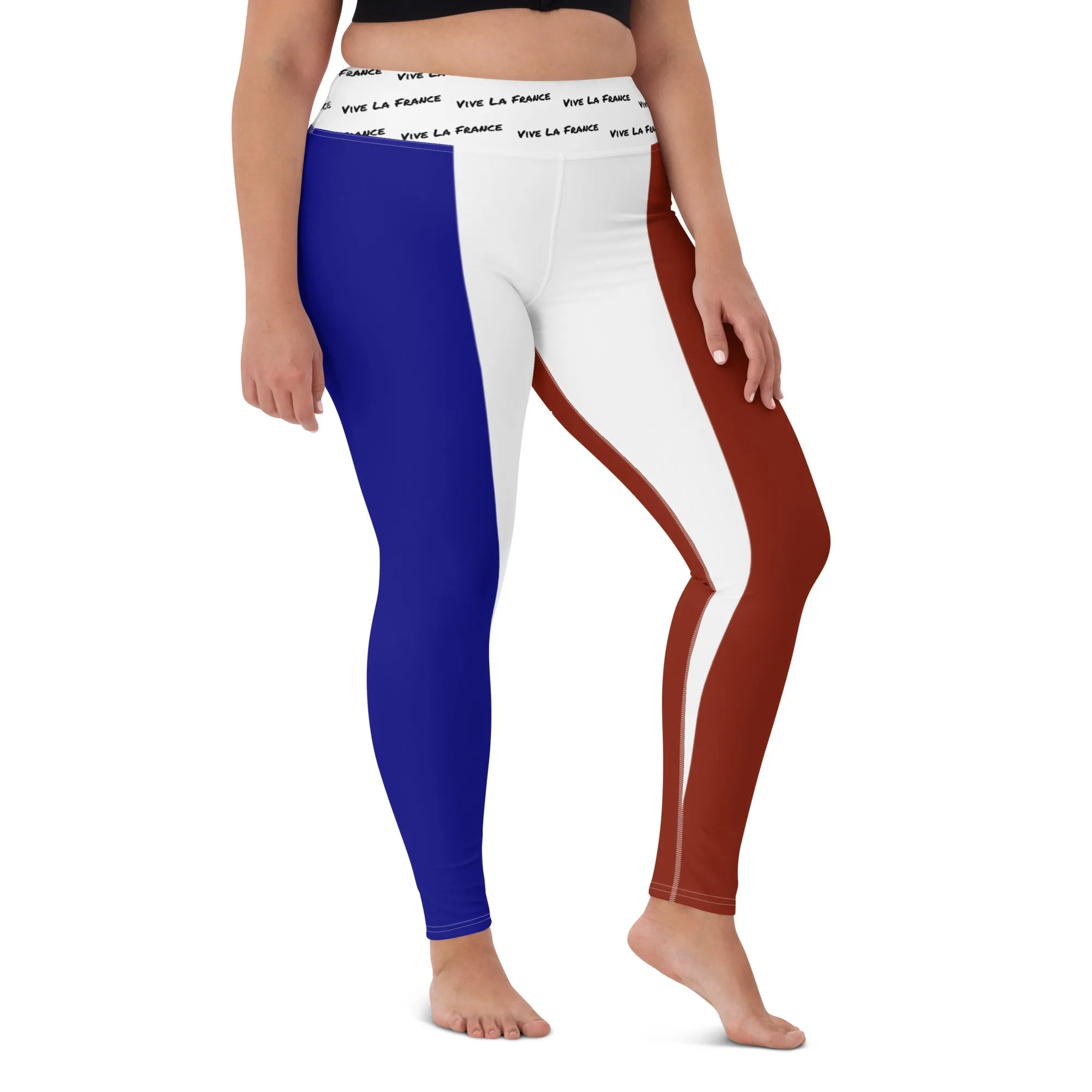 France Flag Yoga Leggings Vive La France With Inside Pocket