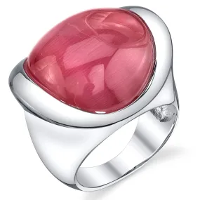 Fuchsia Cat's Eye Sterling Silver Ring Size 6