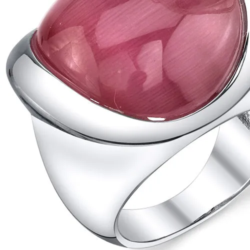 Fuchsia Cat's Eye Sterling Silver Ring Size 6