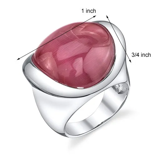 Fuchsia Cat's Eye Sterling Silver Ring Size 6