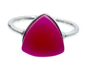 Fuchsia Chalcedony Bezel Set Ring, 925 Sterling Silver Jewelry, Pink Stone Handicrafted Ring