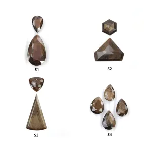 Golden Sapphire Gemstone Normal & Step Cut : Natural Untreated Chocolate Sheen Sapphire Uneven Pear Shape 2pcs 4pcs Set