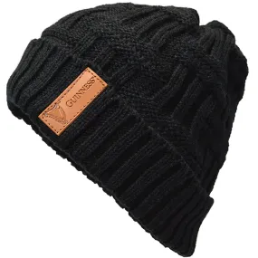 Guinness Black Leather Patch Beanie