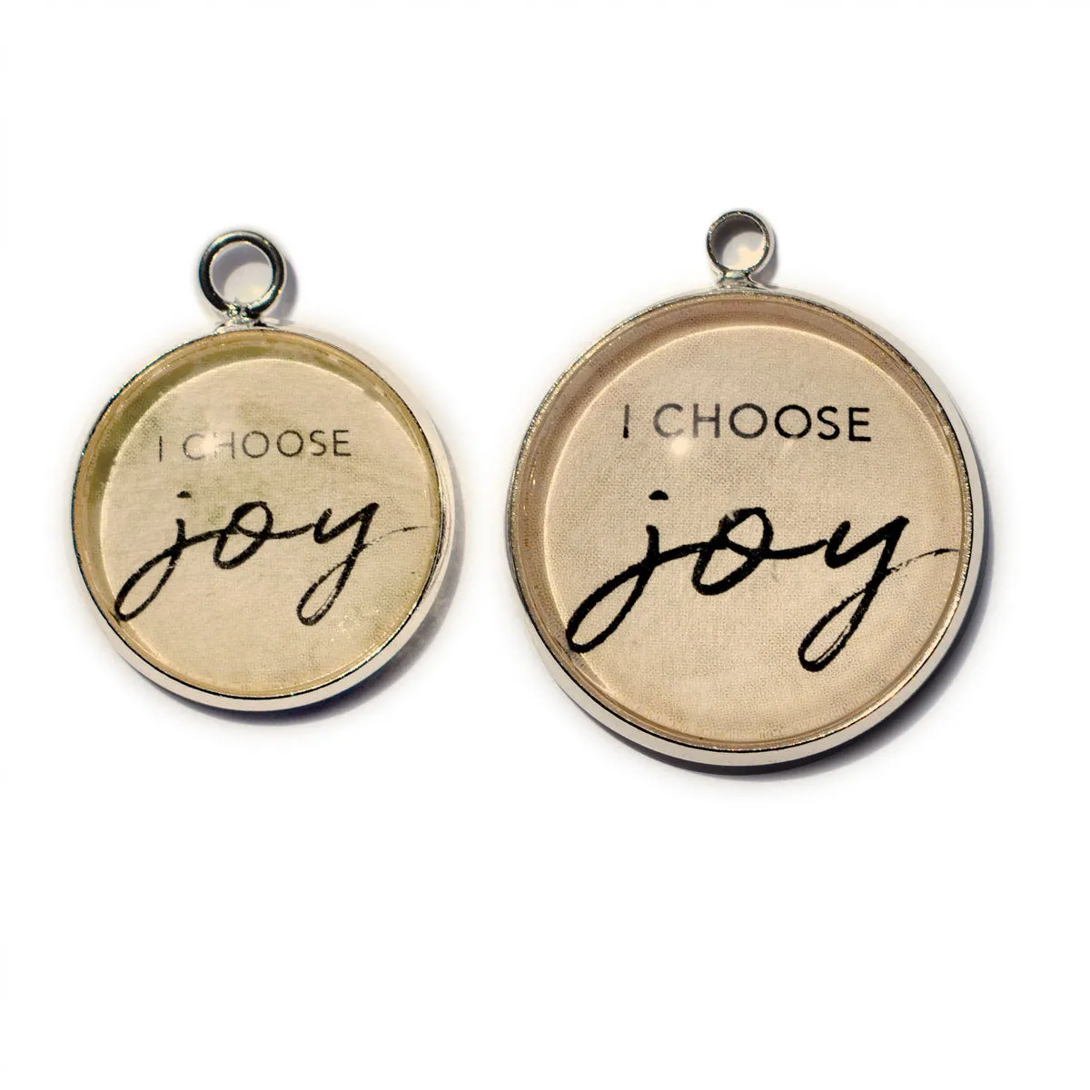 I Choose Joy – Glass Charm for Jewelry Making, 16 or 20mm, Silver, Gold