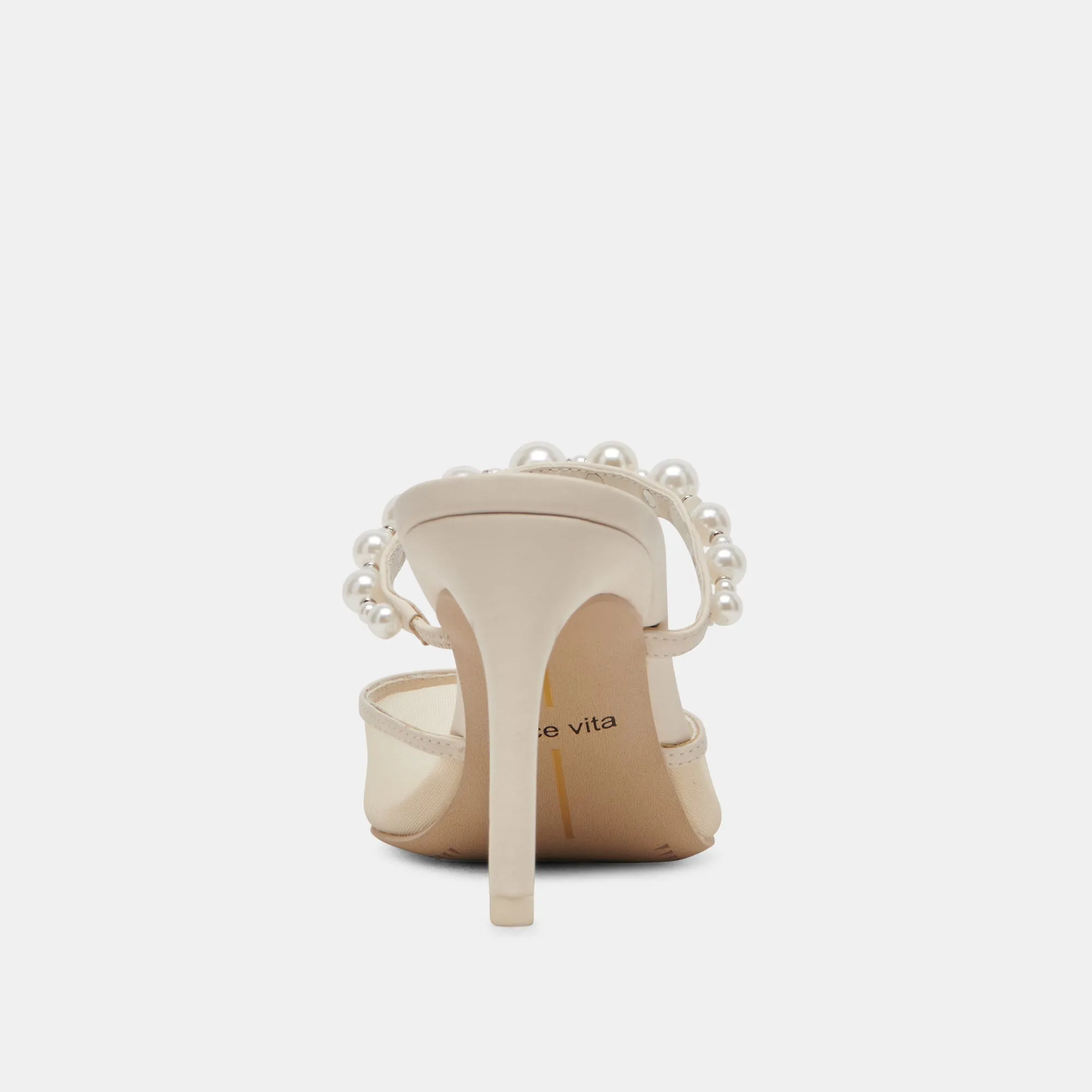 KAYSIE PEARL HEELS IVORY MESH