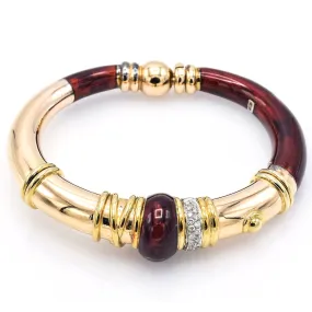 La Nouvelle Bague 18K Yellow Gold & Sterling Silver Red Enamel Diamond Bracelet