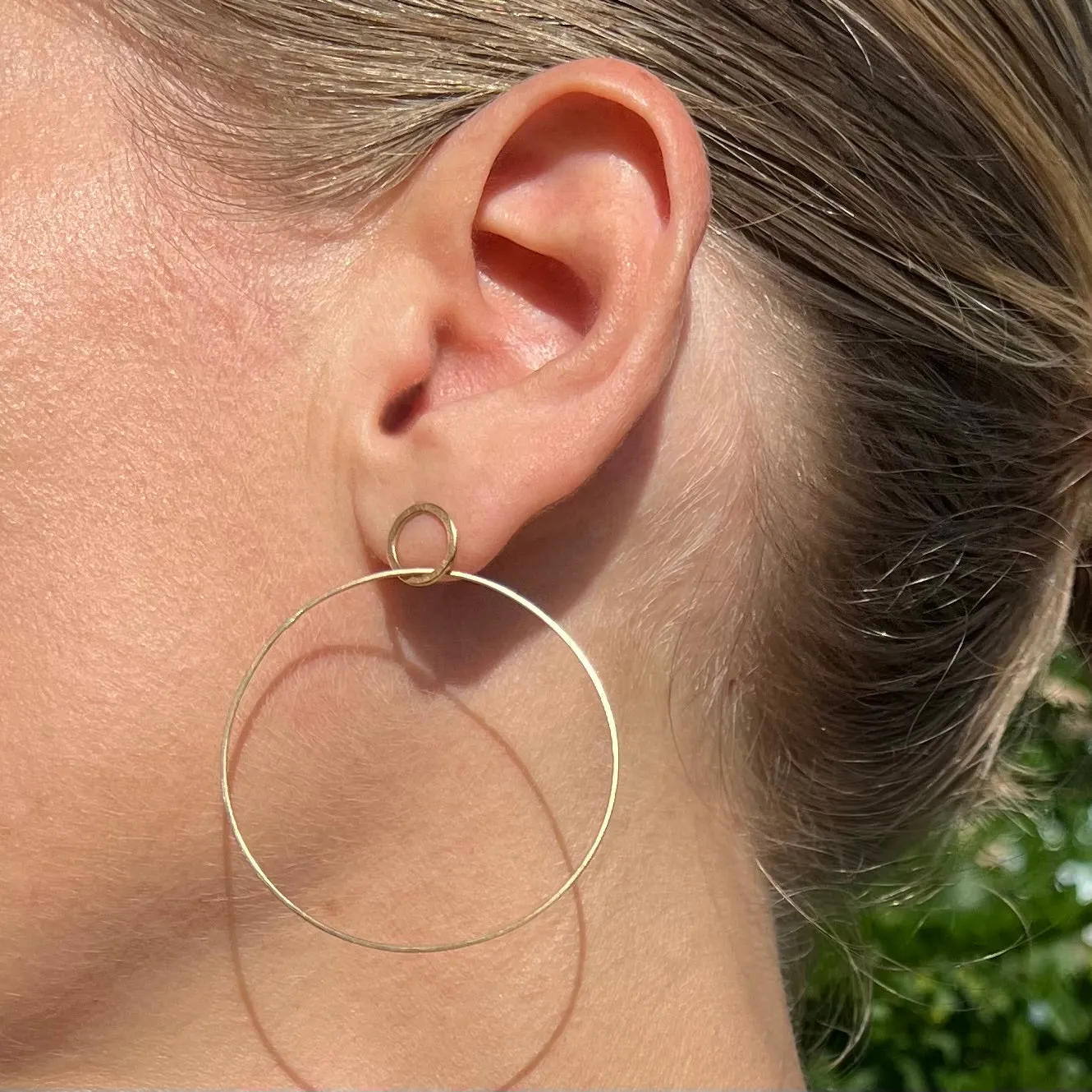 Large Single hoop earrings in 10k gold