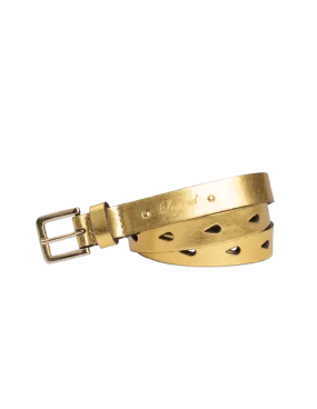 Leather Punch Hole Belt - Yellow Gold