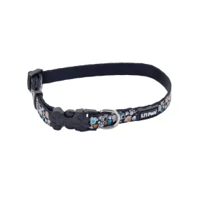 Li'l Pals Reflective Dog Collar, Black Paw Prints Petite X-Small