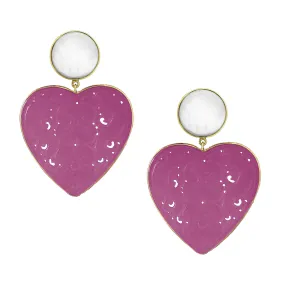 LOVE Fuchsia Carved Agate Earrings