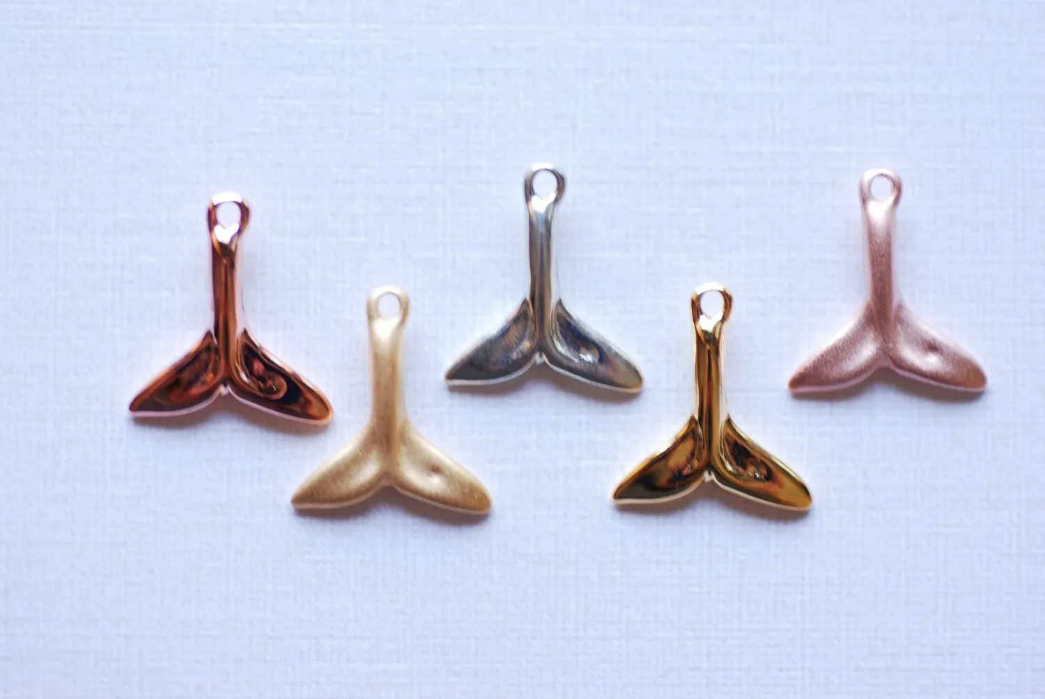 Matte Vermeil Gold Dolphin Fin Tail Charm - 18k gold plated over sterling silver, gold Dolphin tail, dorsal whale tail, beach charms, 106