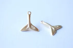 Matte Vermeil Gold Dolphin Fin Tail Charm - 18k gold plated over sterling silver, gold Dolphin tail, dorsal whale tail, beach charms, 106