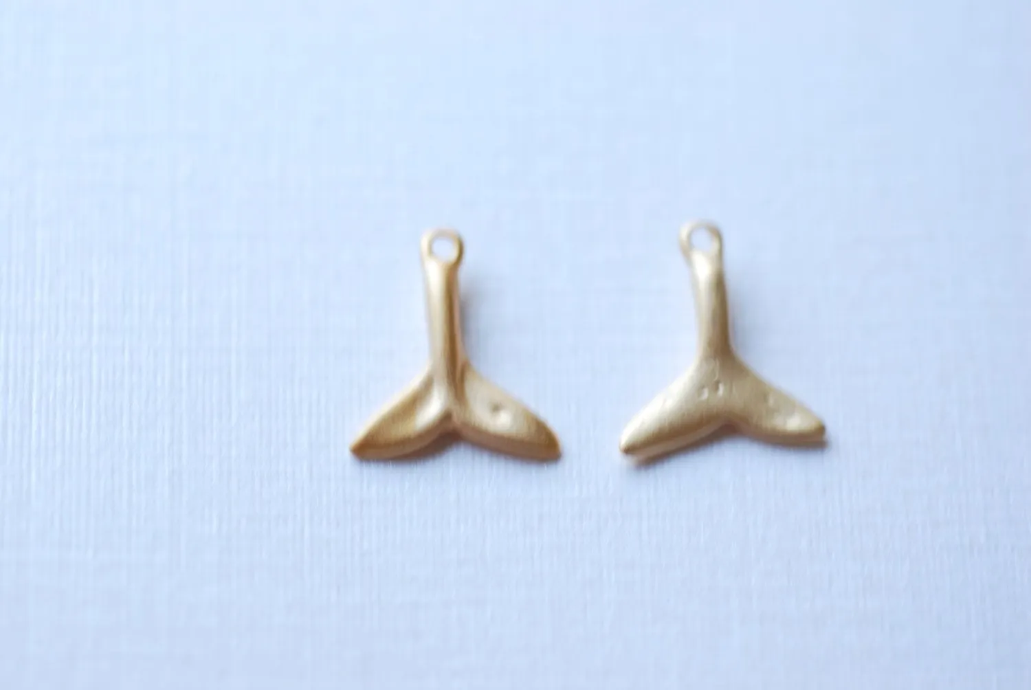 Matte Vermeil Gold Dolphin Fin Tail Charm - 18k gold plated over sterling silver, gold Dolphin tail, dorsal whale tail, beach charms, 106