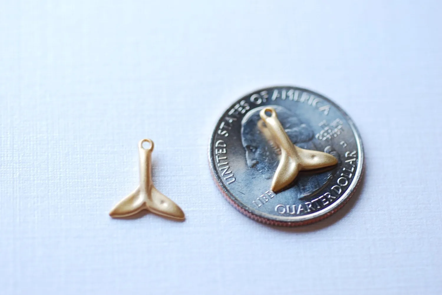 Matte Vermeil Gold Dolphin Fin Tail Charm - 18k gold plated over sterling silver, gold Dolphin tail, dorsal whale tail, beach charms, 106