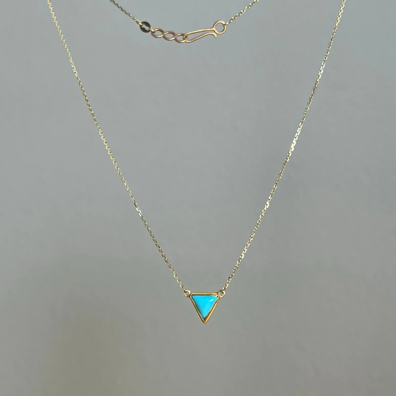 Medium Triangular Turquoise Necklace in Gold