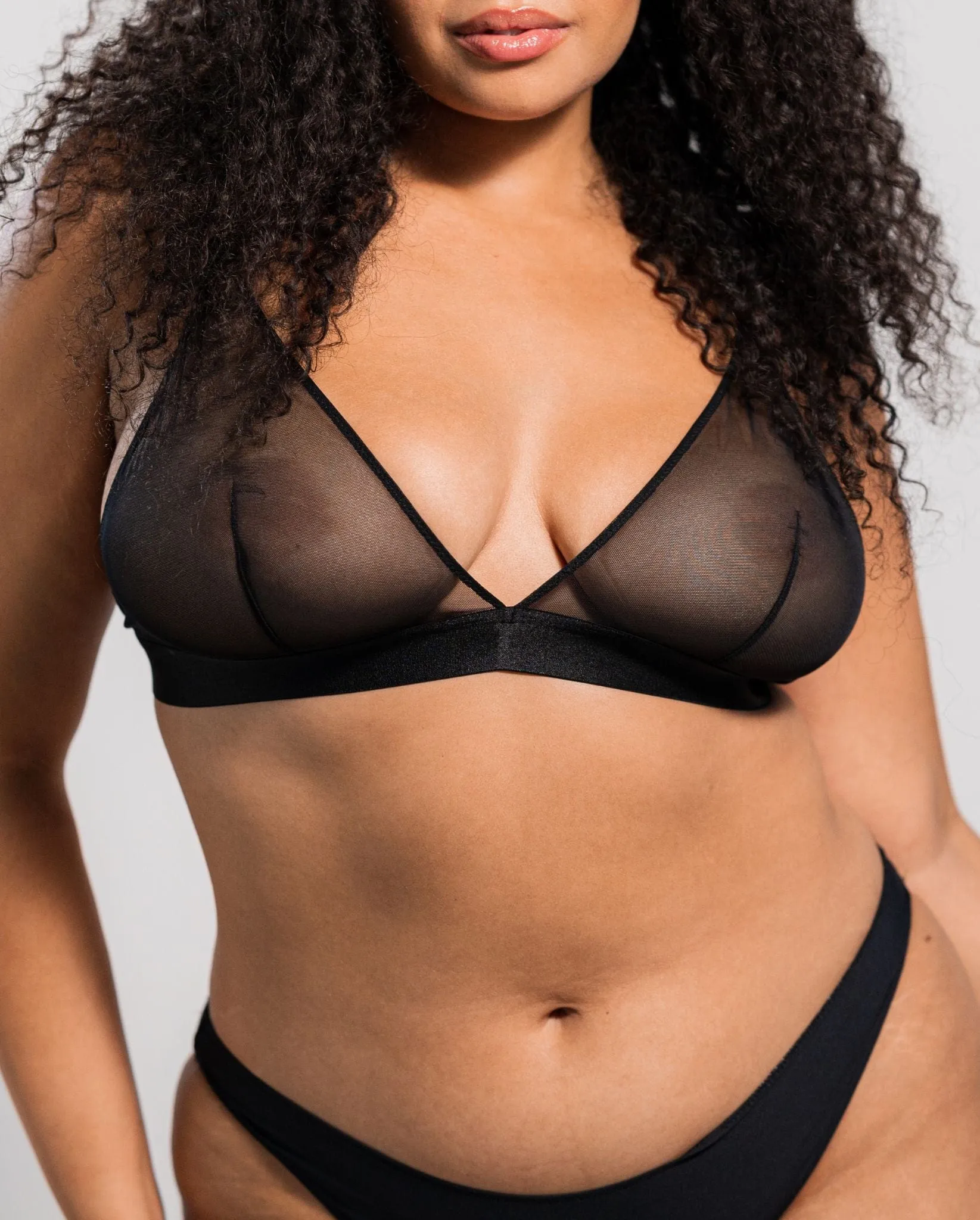 Mesh Triangle Bralette Black