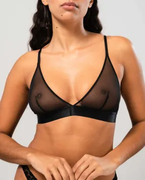 Mesh Triangle Bralette Black