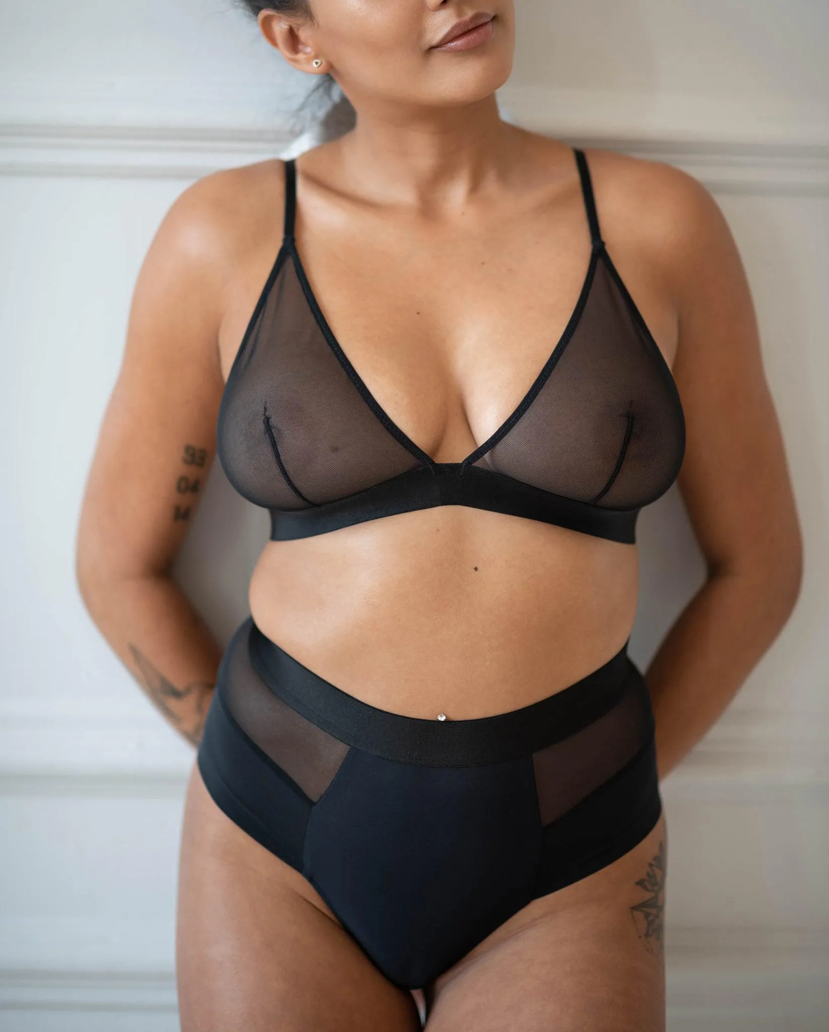 Mesh Triangle Bralette Black