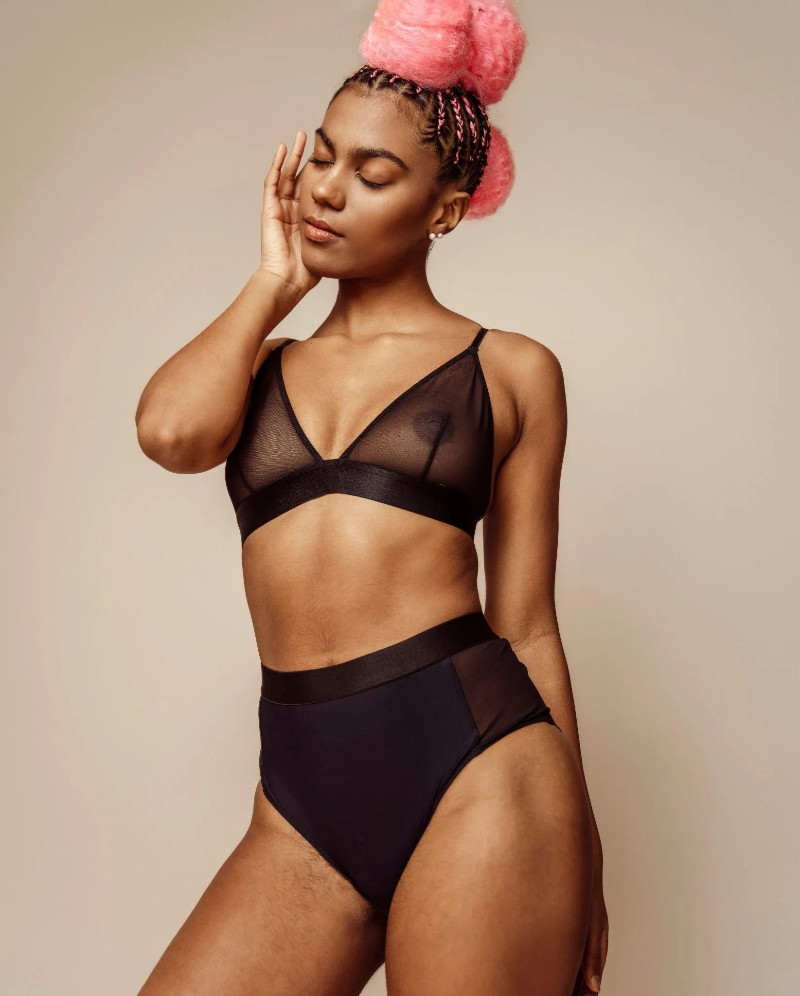 Mesh Triangle Bralette Black