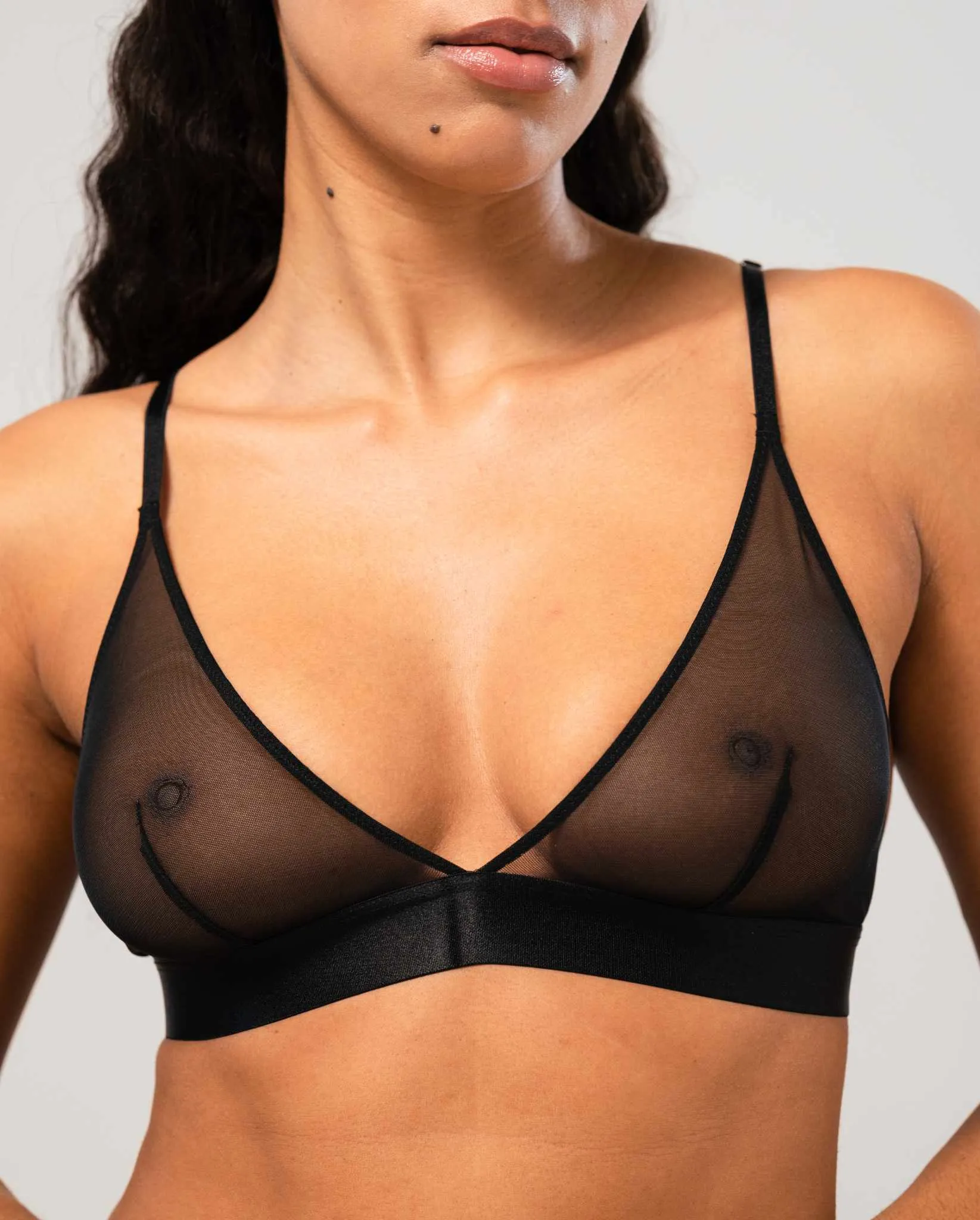 Mesh Triangle Bralette Black