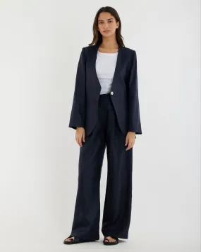 Mia Collarless Blazer - Navy