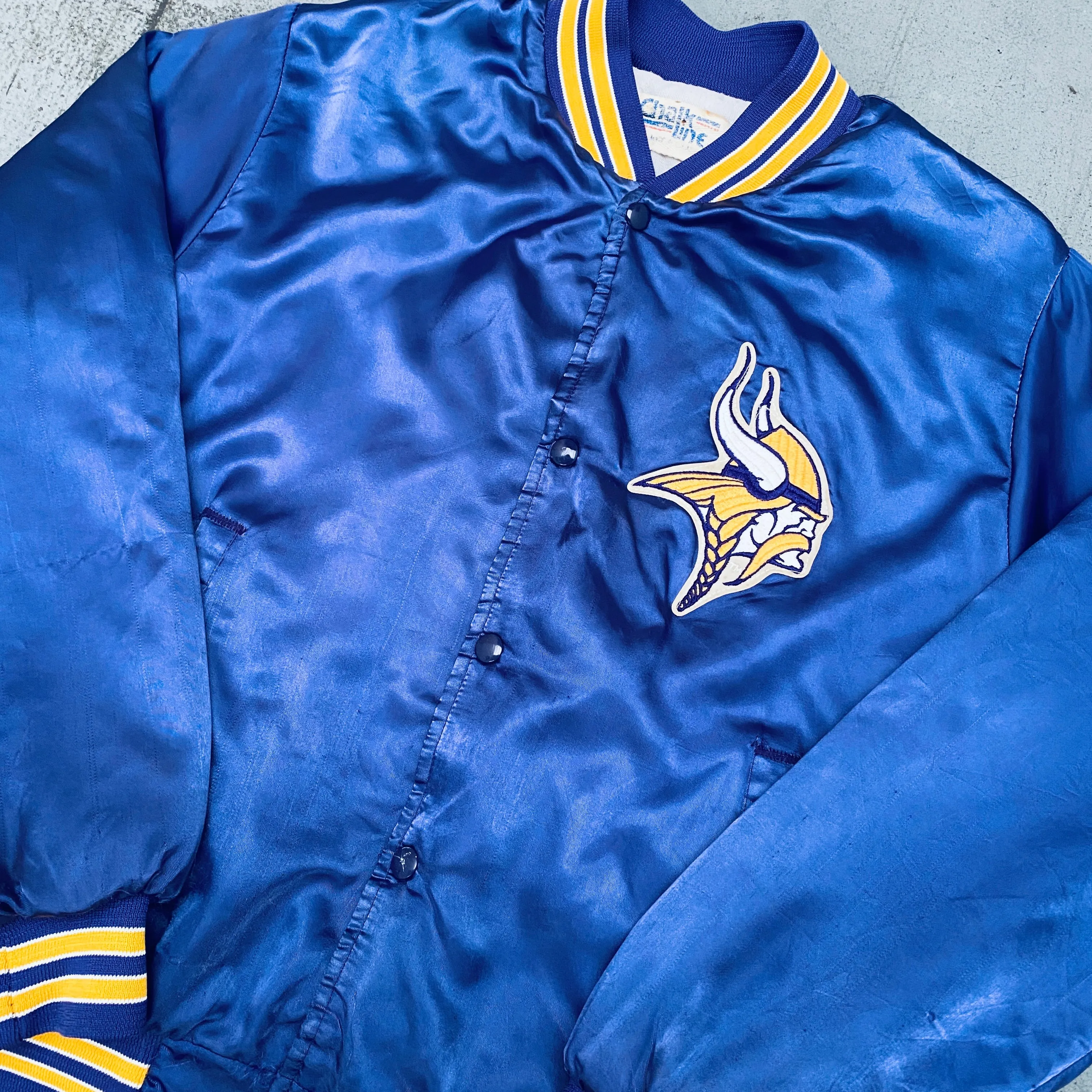 Minnesota Vikings: 1990's Satin Chalk Line Bomber Jacket (M)