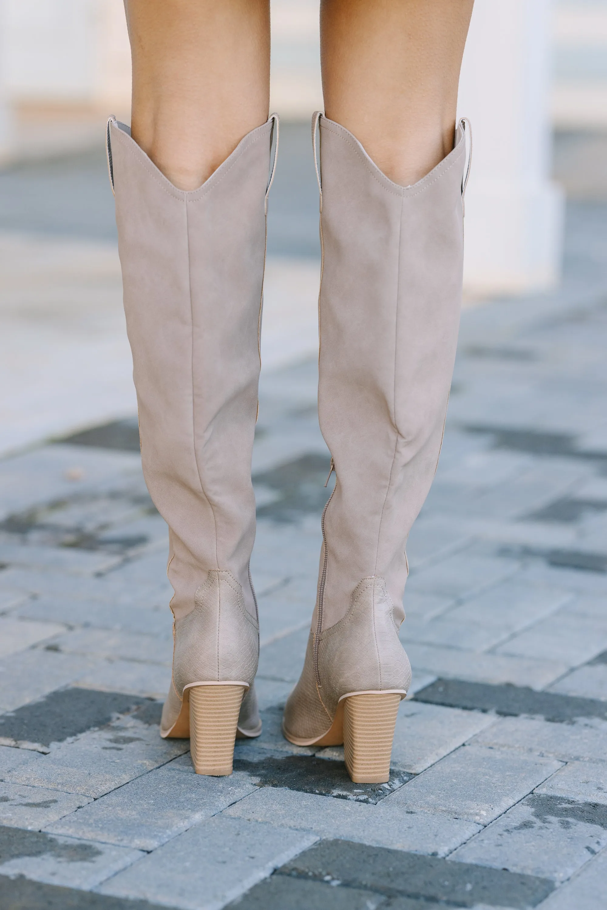 Now Is The Time Taupe Brown Western Boots