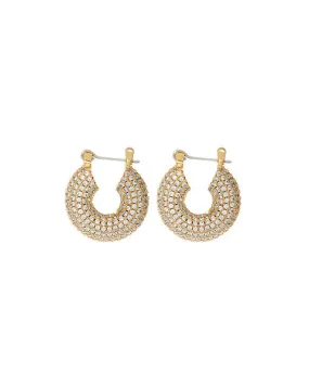 Pave Mini Donut Hoops- Gold