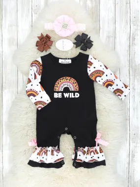 "Be Wild" Animal Print Rainbow Ruffle Romper