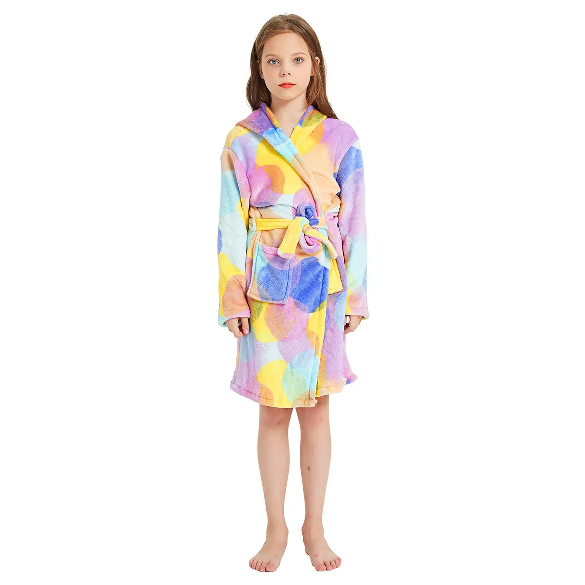 Rainbow Circles Unicorn Kids Bathrobe