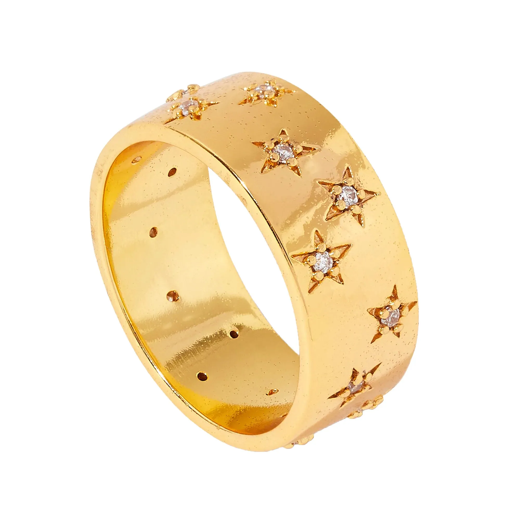 Real Gold Plated Z Star Set Chunky Ring For Women By Accessorize London-Medium