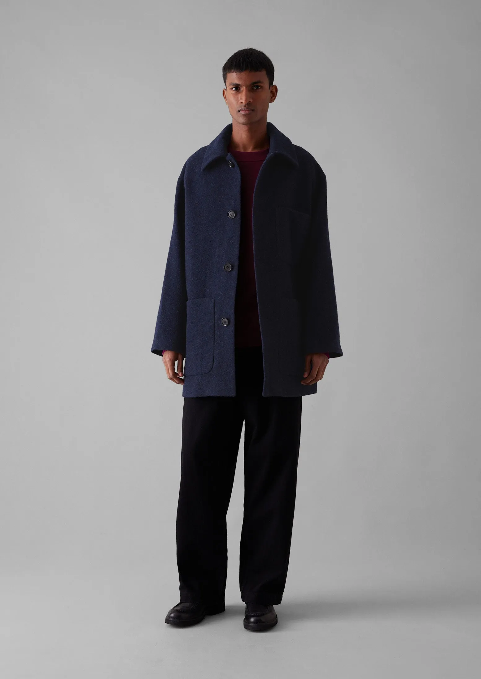 Relaxed Wool Coat | Navy