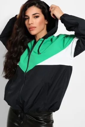 Retro Style Colour Block Zipped Windbreaker