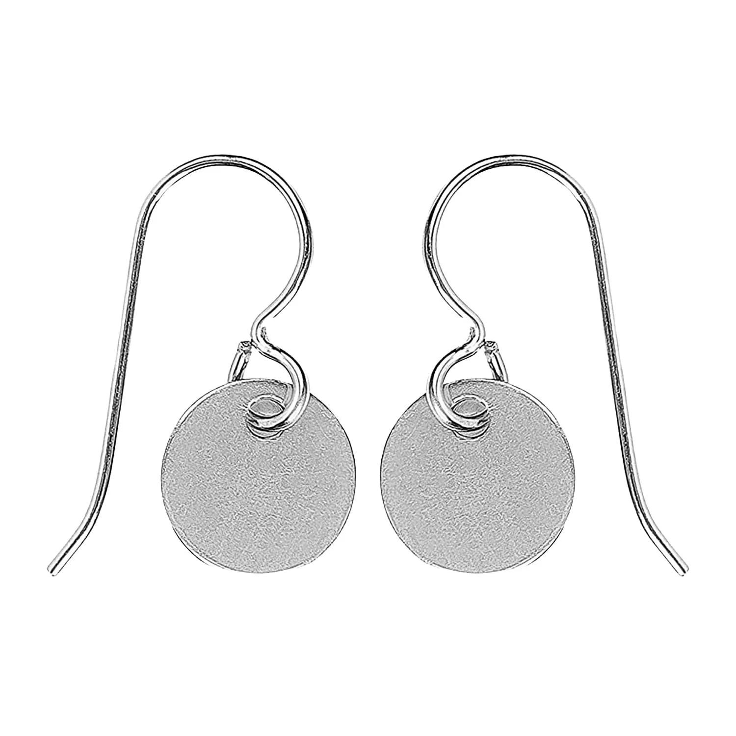 Round Circle Disc Dangle Earrings | Sterling Silver