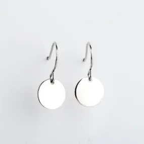 Round Circle Disc Dangle Earrings | Sterling Silver