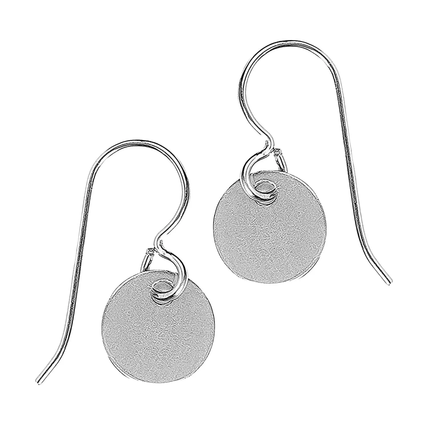 Round Circle Disc Dangle Earrings | Sterling Silver