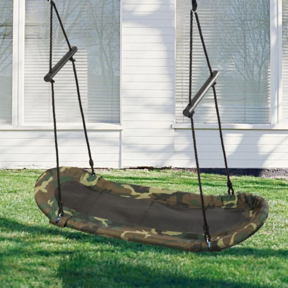 Saucer Tree Swing Surf Kids Outdoor Adjustable Oval Platform Set with Handle-Color