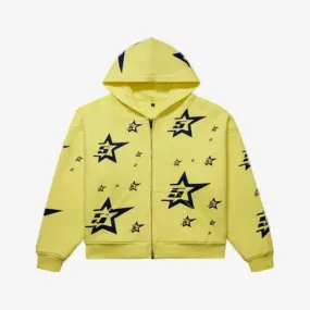 Sp5der '5 Star' Double Layer Zip Hoodie Yellow FW23